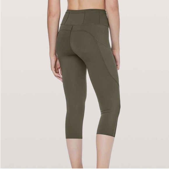 Lululemon Fast & Free Crop II Nulux Leggings Dark Olive - Picture 2 of 12